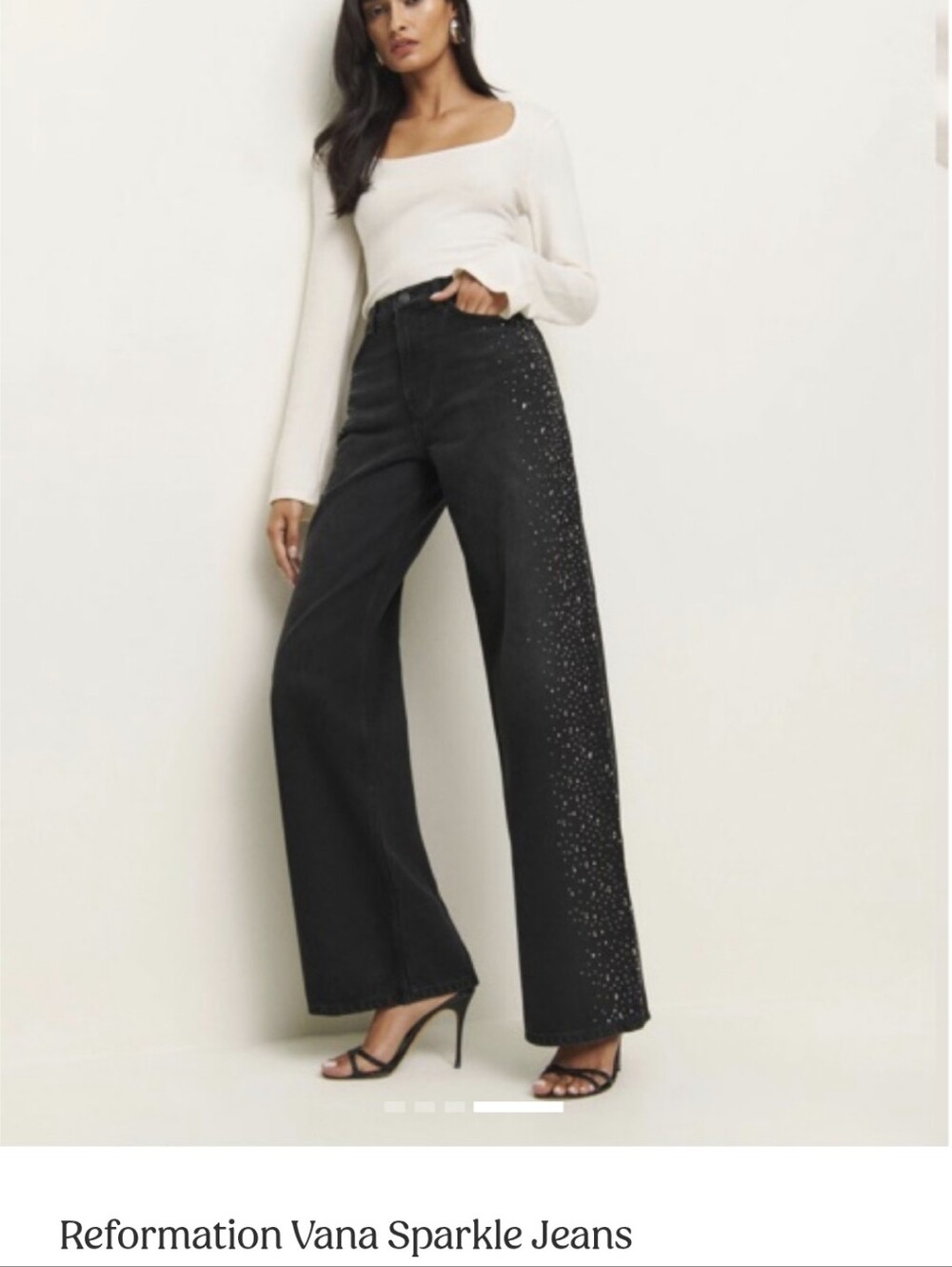 Reformation Vana Sparkle Cary High-Rise Wide Leg Jeans - Black Size 25